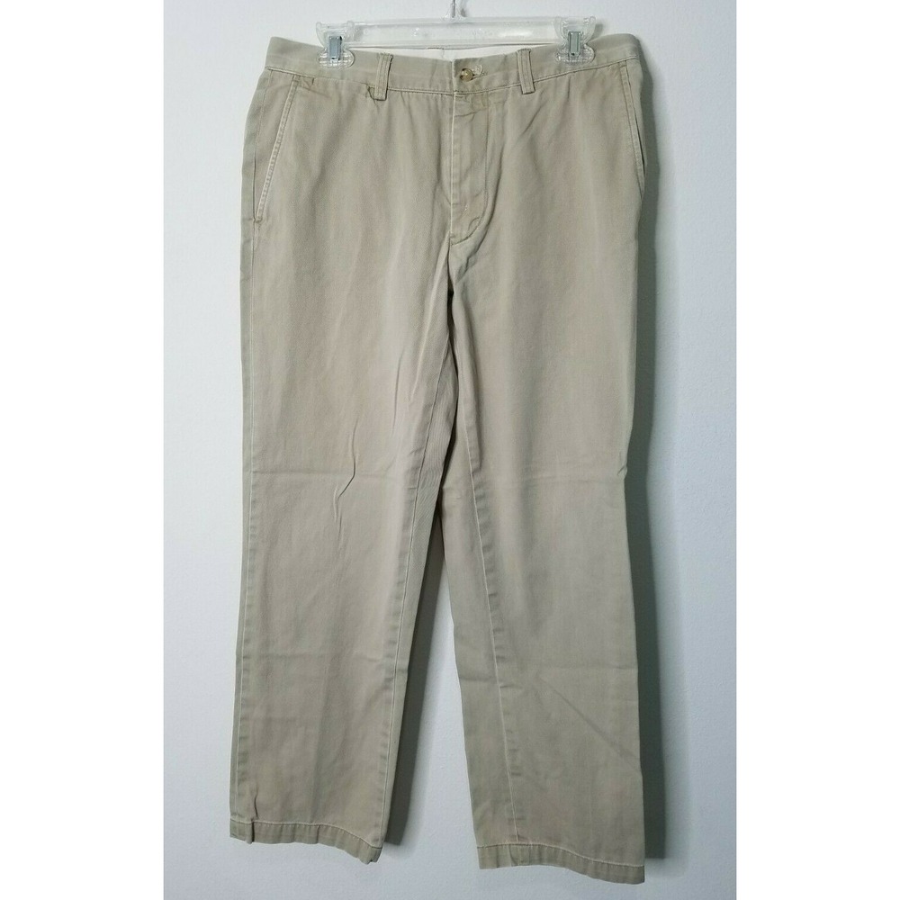 Polo Ralph‎ Lauren Mens Chino Pants 32x32 Khaki Classic Fit Flat Front Cotton